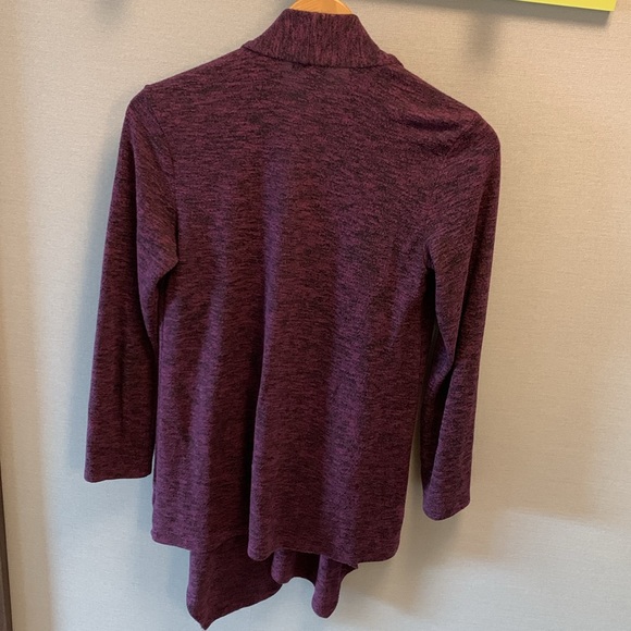 Express SzMed flowing open front Purple/Black lightweight sweater businesscasual - Picture 4 of 7
